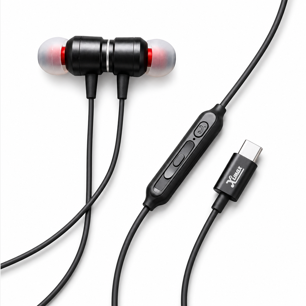 Ximax XI-EP3 Type-C Wired Earphone | HD Voice Stereo Sound | Foldable Design with Built-in Mic